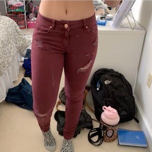 Maroon skinny jeans